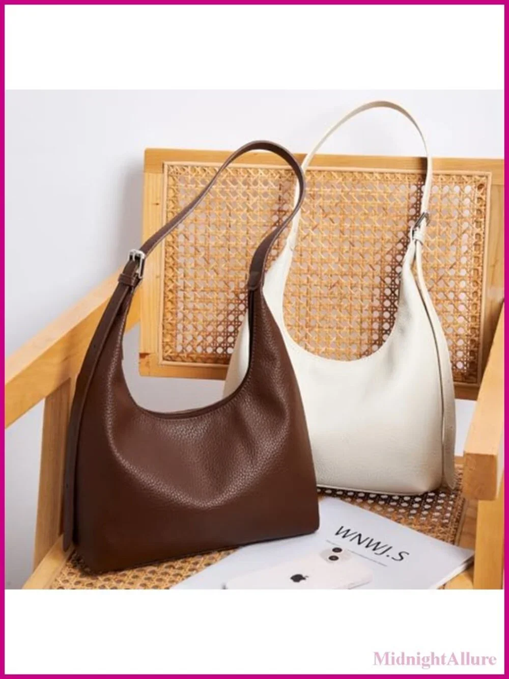Vegan Leather Hobo Tote Bag Crossbody Adjustable Strap Multi Pockets